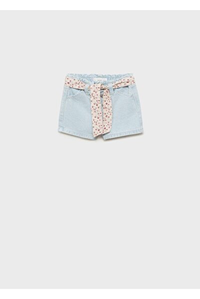 MANGO Baby Kemerli denim şort