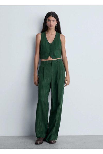 MANGO Woman Cloth pants with fine lines