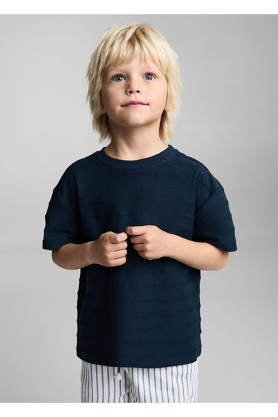 MANGO Baby Gestreiftes Relief-T-Shirt aus Baumwolle