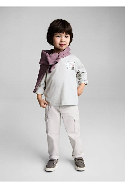 MANGO Baby Μπλουζάκι με γραφή με διακοσμητική απλίκα