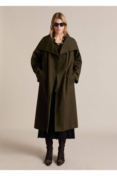 MANGO Woman Double Button Long Trench Coat