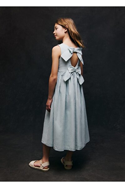 MANGO Kids Fiyonklu keten elbise