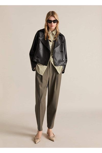 MANGO Woman Straight Cut Mid-Waisted Trousers