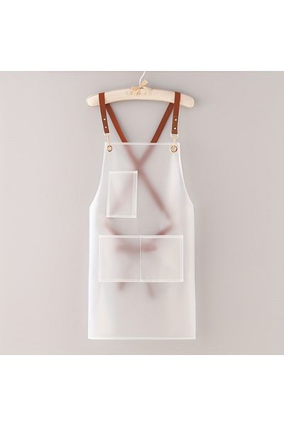 Choice White New Apron Waterproof And Oil-proof Strap Fashionable Korean-style Overalls Household Kitchen C