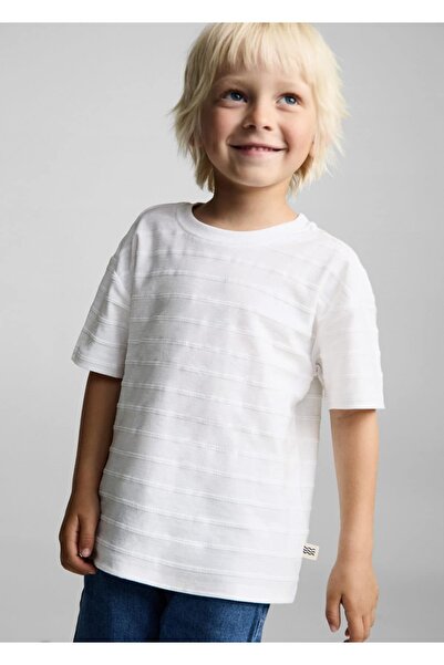 MANGO Baby Pamuklu çizgili rölyef tişört