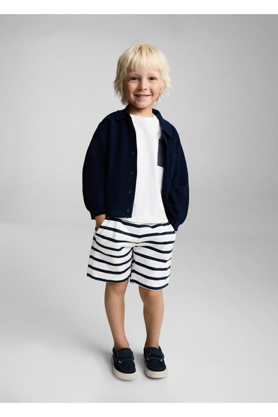 MANGO Baby Pamuklu çizgili bermuda şort