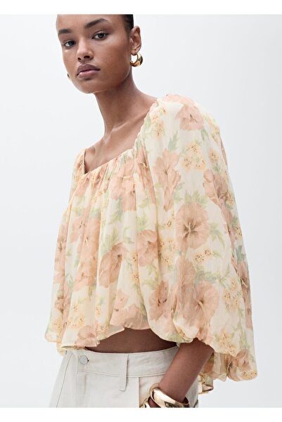 MANGO Woman Backless Floral Blouse