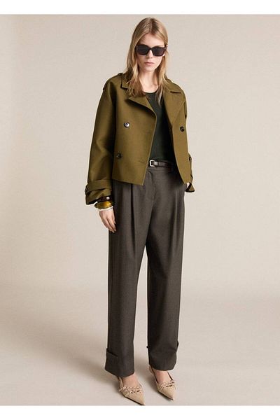 MANGO Woman Blouse Rib with Contrast Trim
