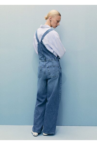 MANGO Woman Düz kesim kot salopet