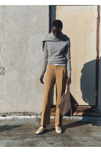 MANGO Woman Pantaloni cu tăietură dreaptă cu cleme