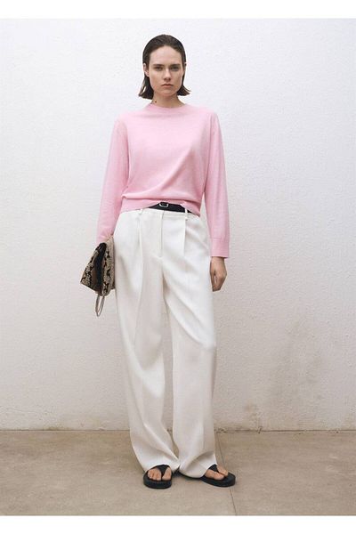 MANGO Woman Round Neck Wool Blended Sweater