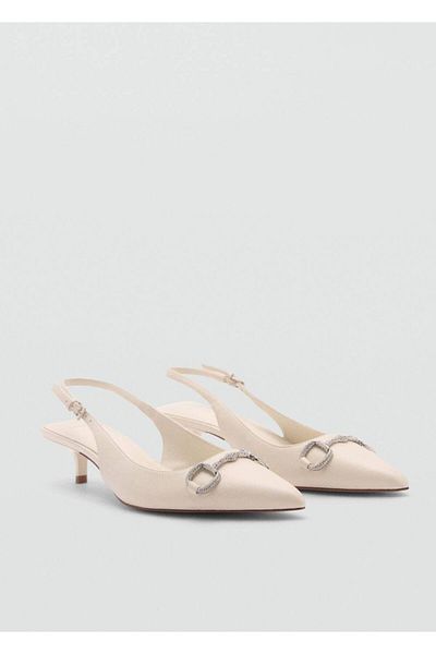 MANGO Woman Crystal Jewelled Open Heel Shoes