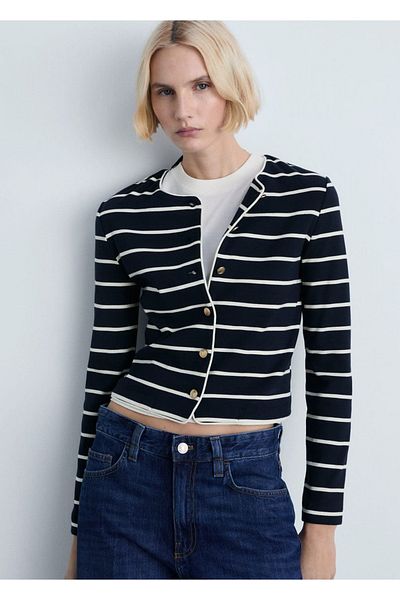 MANGO Woman Cardigan tricotat cu dungi