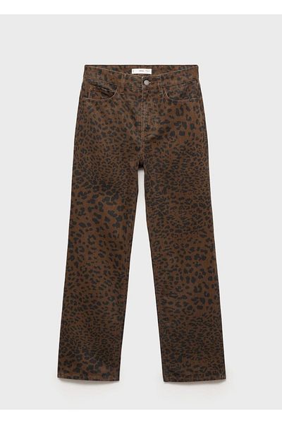 MANGO Woman Leopard Straight Cut Jean
