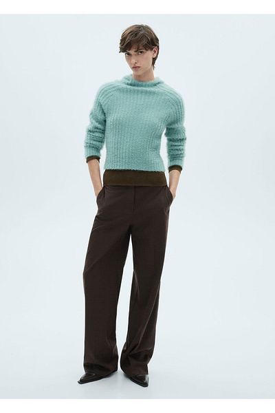 MANGO Woman Fur Look Hooded Sweater