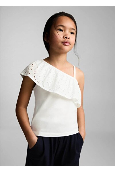 MANGO Kids Ασύμμετρο μπλουζάκι με βολάν