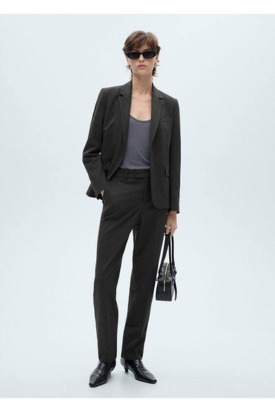 MANGO Woman Jachetă blazer subțire cu dungi
