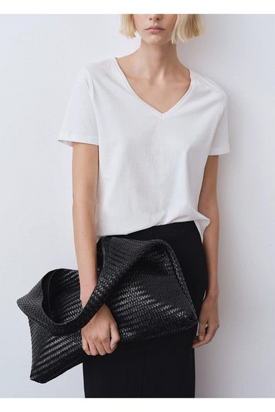 MANGO Woman V-neck cotton t-shirt