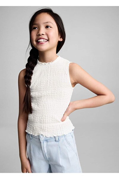 MANGO Kids Gathered Textured Blouse