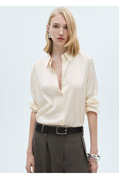MANGO Woman Satin draped shirt