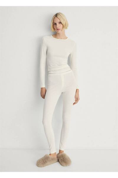 MANGO Woman Fitilli dokuma pantolon