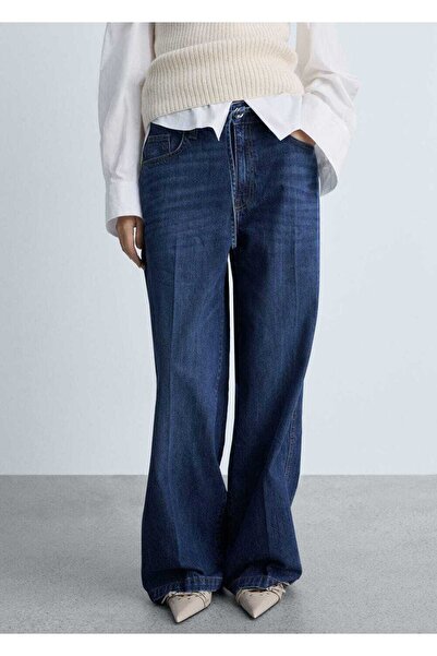 MANGO Woman Öv széles lábszárú farmer