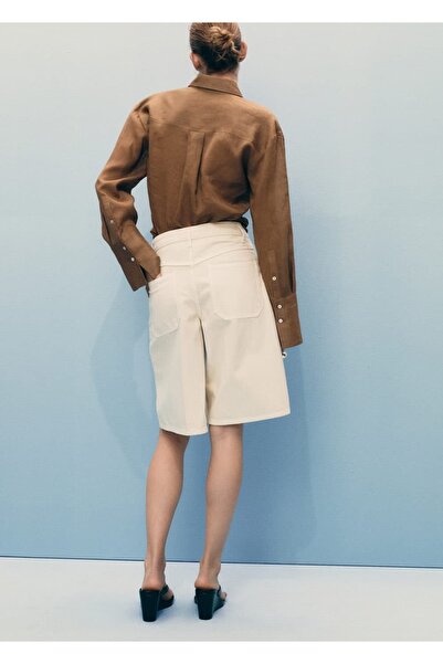 MANGO Woman Yüksek belli rinse wash bermuda şort