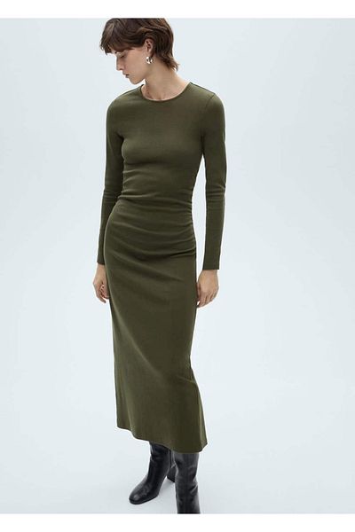 MANGO Woman Βαμβακερό μίντι φόρεμα