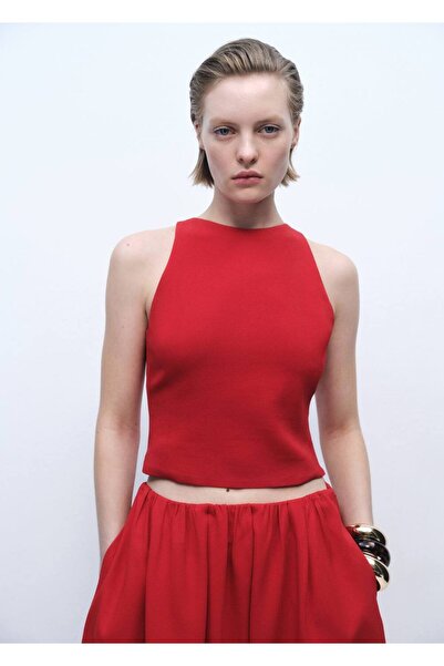 MANGO Woman Sırtı bağ detaylı kısa bluz