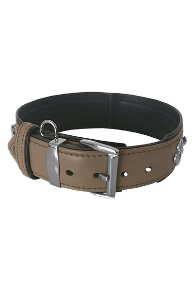 Angoravi Leather Natural Stone Dog Collar 28-33 cm X-Small Tan