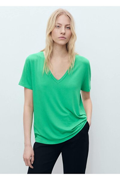 MANGO Woman V yakalı tişört