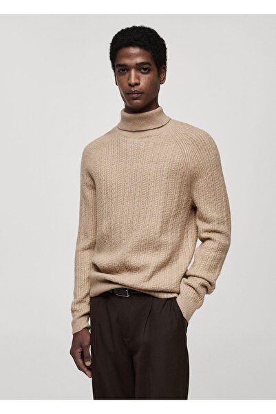 MANGO Man Knitted Pattern High Neck Sweater