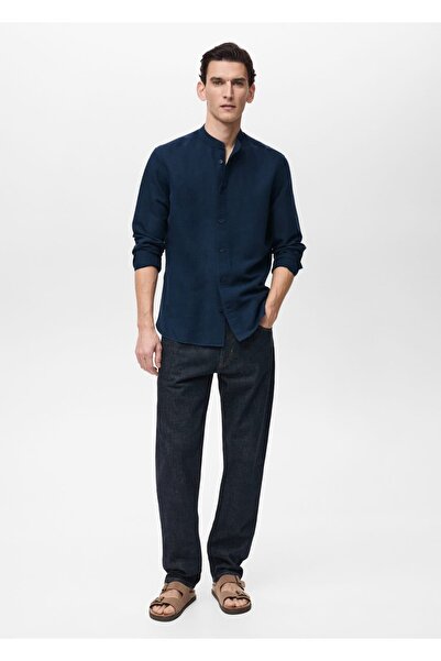 MANGO Man Hakim yaka keten gömlek