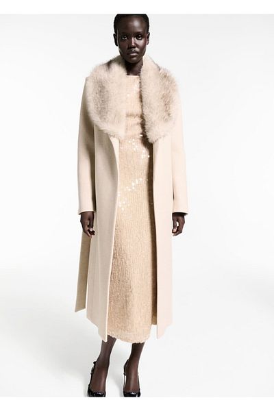 MANGO Woman Wool Coat with Detachable Collar