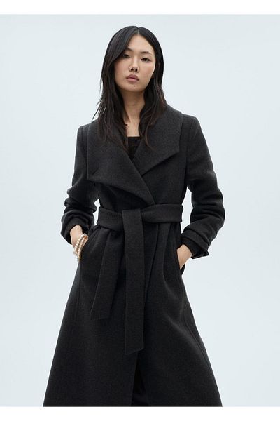 MANGO Woman Belted wool coat