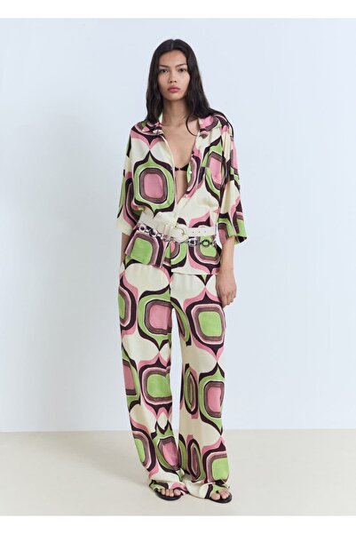MANGO Woman Geometric Patterned Pants