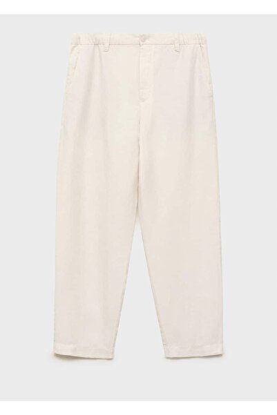 MANGO Man Keten Karışımı Elastik Belli Pantolon