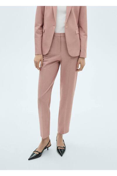 MANGO Woman Düz kesim kumaş pantolon
