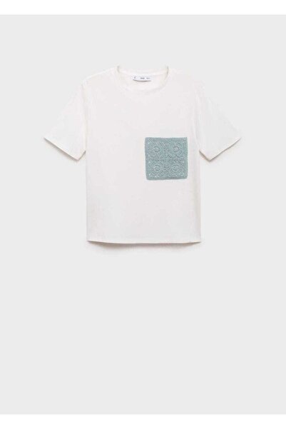 MANGO Woman Μπλουζάκι με κοντό μανίκι με τσέπες από κροσέ