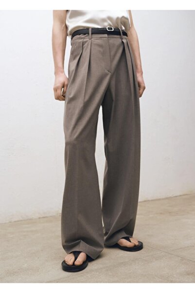 MANGO Woman Wideleg Wool Blend Trousers