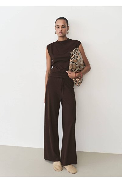 MANGO Woman T-Shirt with Asymmetrical Neckline with Gathered Details