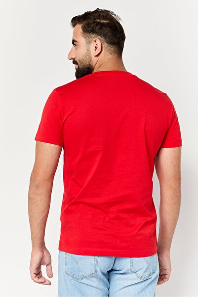 Diesel Men Crew Neck Short Sleeve Graphic T Shirt, Red