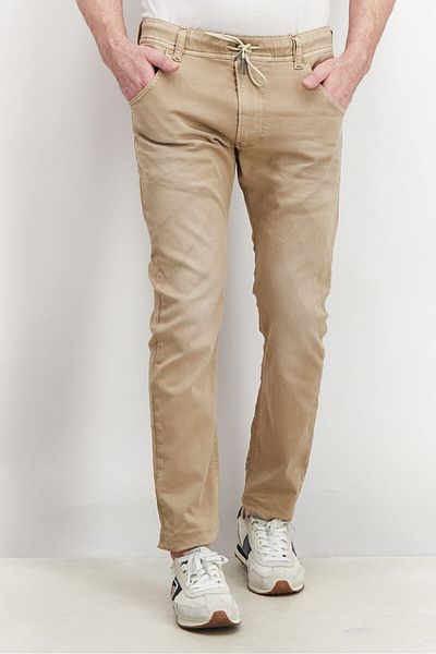 Diesel Men Regular Fit Brand Logo Stretchable Jogger Jeans, Khaki