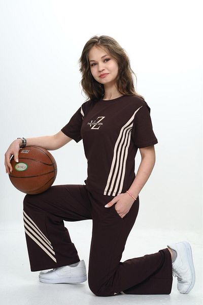 Asortik Kids Αθλητικό κοστούμι για κορίτσια διπλό κάτω και επάνω - παντελόνι & κοντομάνικο μπλουζάκι – 100% βαμβάκι