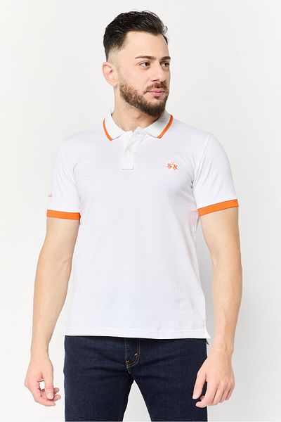 La Martina Men Regular Fit Short Sleeves Embroidered Logo Polo Shirt, White
