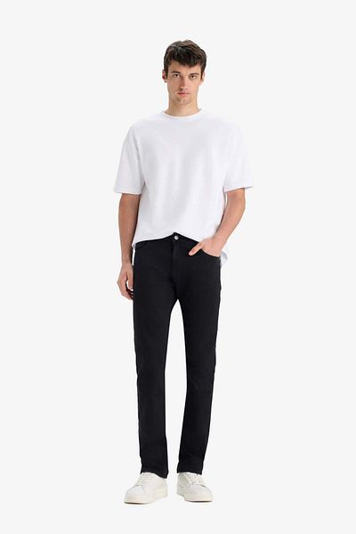 DeFacto Sergio Regular Fit Normal Fit Κανονική μέση με σωλήνα μαύρο τζιν παντελόνι E7267ax25sm