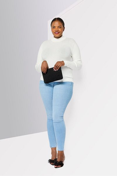 Harmont & Blaine Women High Neck Rib Knitted Sweater, Ivory