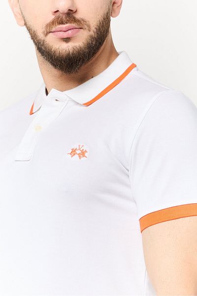 La Martina Men Regular Fit Short Sleeves Embroidered Logo Polo Shirt, White