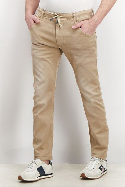Diesel Men Regular Fit Brand Logo Stretchable Jogger Jeans, Khaki