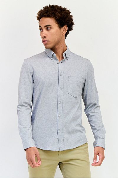 CELIO Men Regular Fit Long Sleeve Heather Casual Shirt, Grey